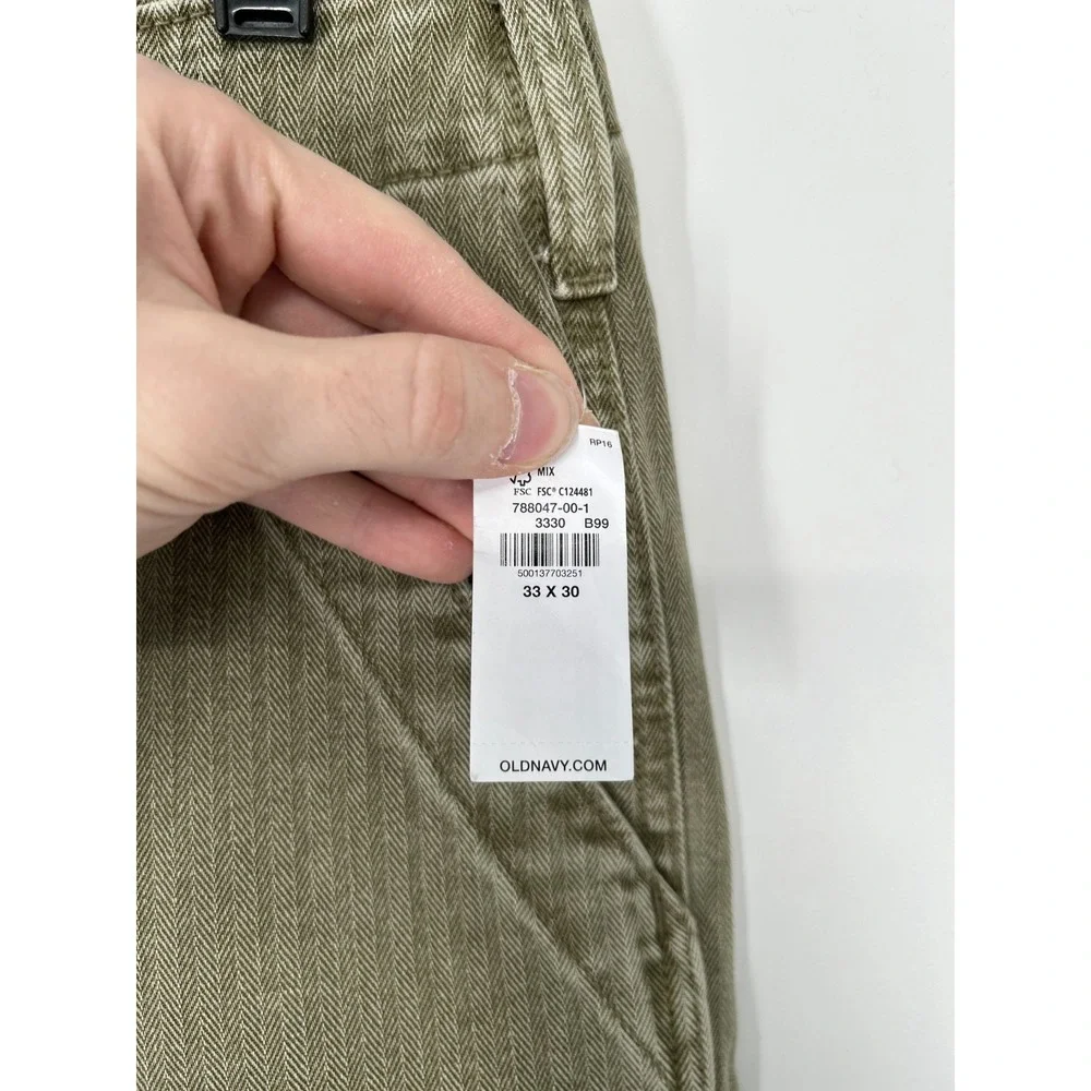 Old Navy 90s Loose Jeans Pants Mens 33x30 Baggy Striped Herringbone Straight Leg
